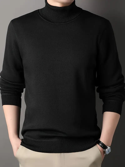 Herren-Winterpullover - Strick, Uni, Langarm, Casual, Polyester
