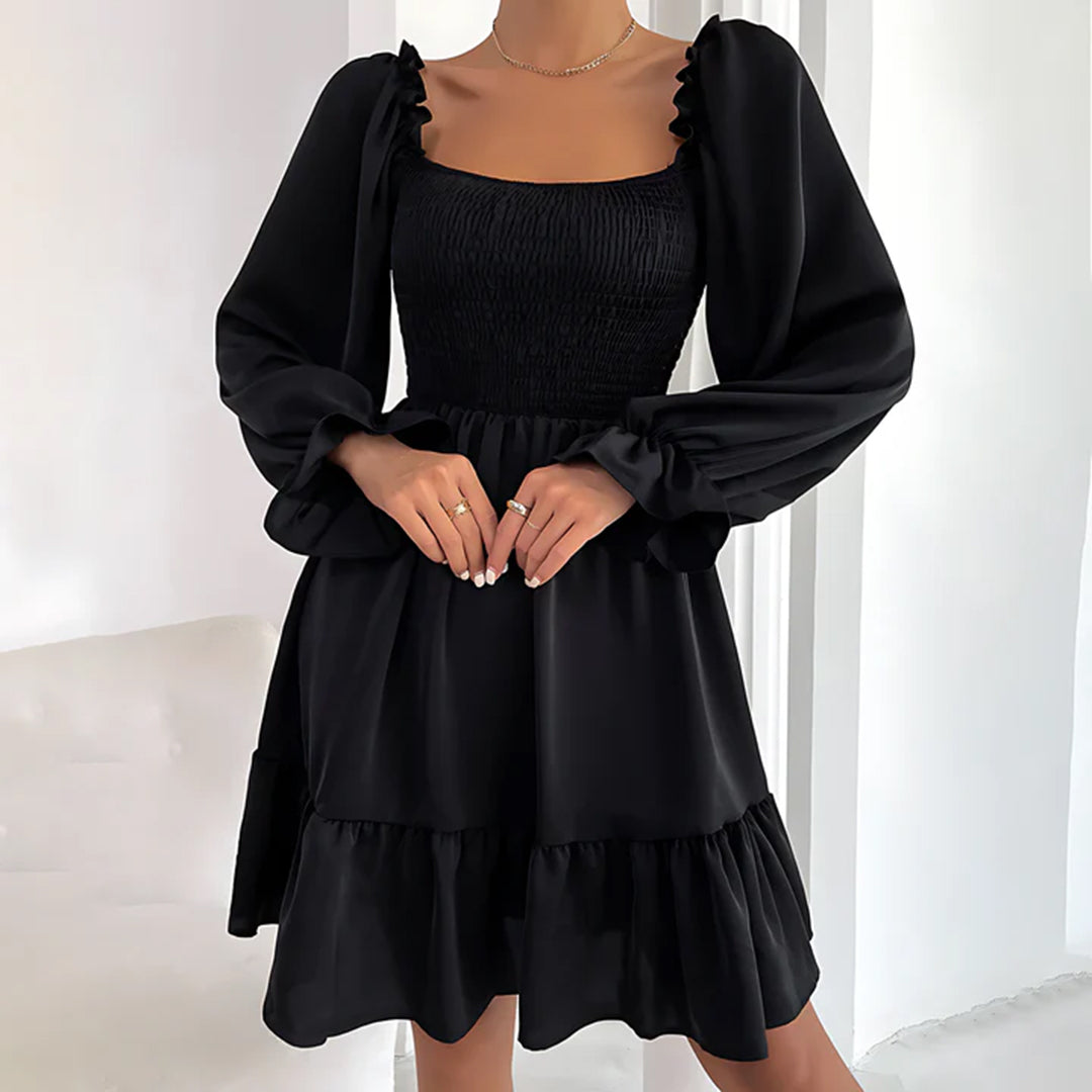 Emmeline™ | Sommer Minikleid mit Rüschen – Puffärmel, eckiger Ausschnitt & elastische Taille