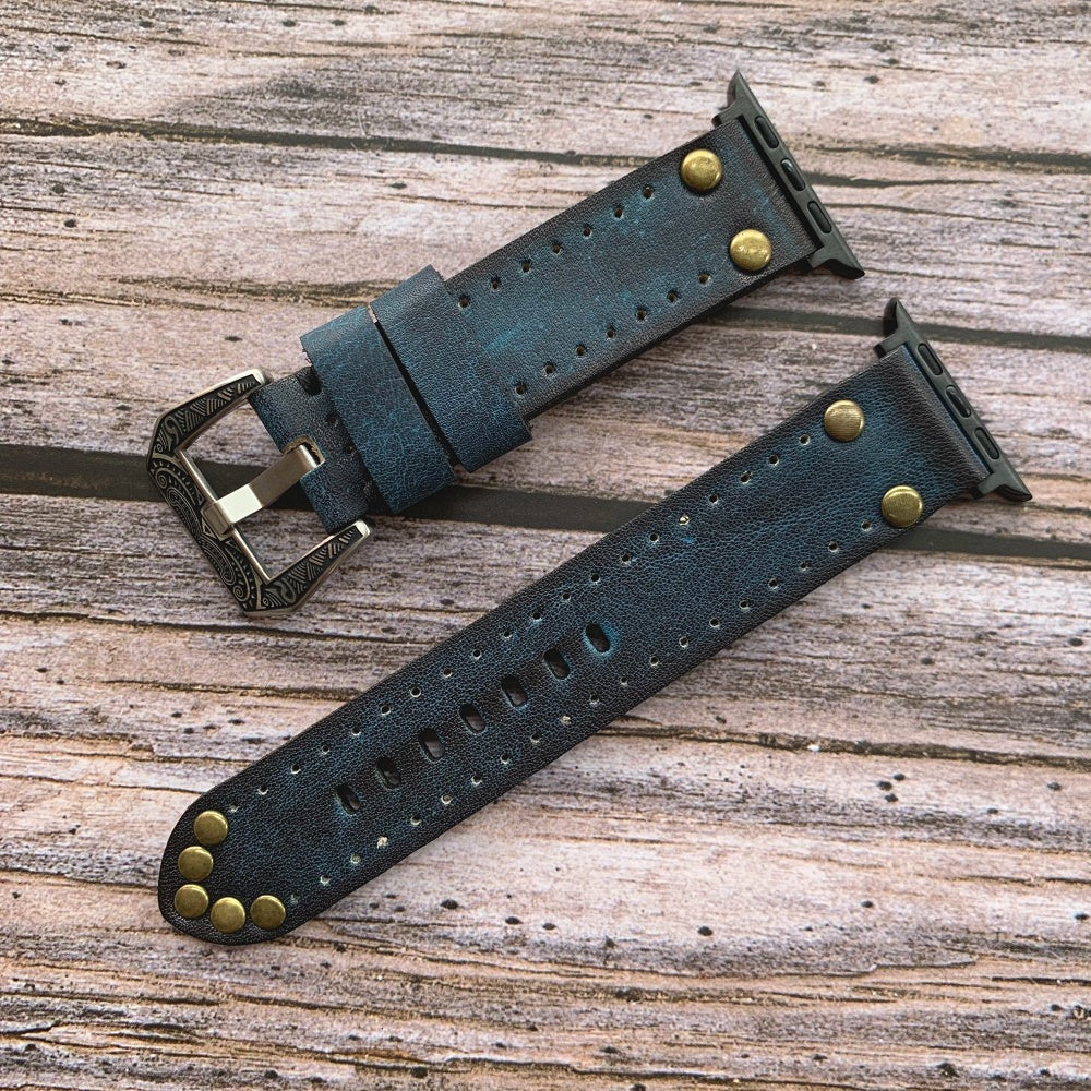 Vintage Leder Apple Watch Band - Nieten Elemente