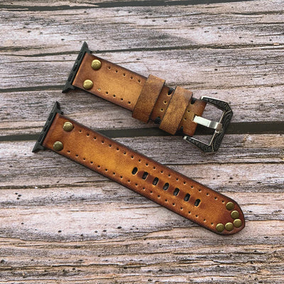 Vintage Leder Apple Watch Band - Nieten Elemente