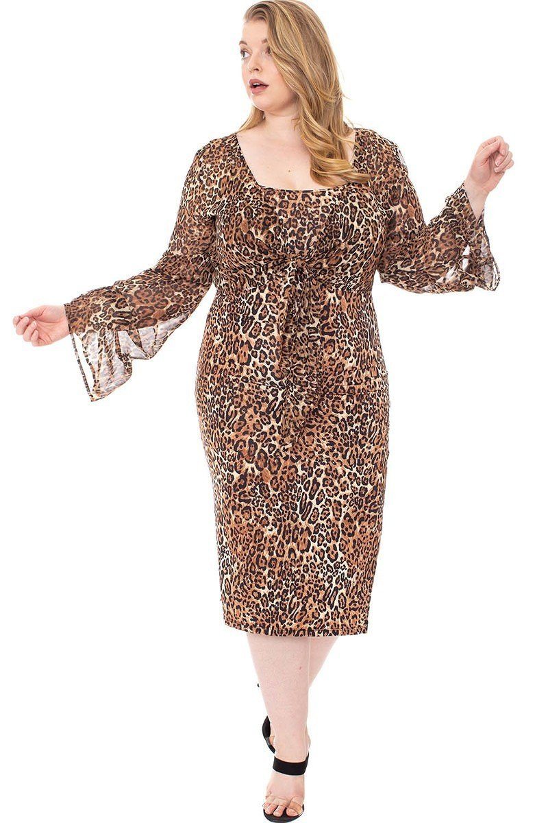 Dunja | Plus-Size Midikleid mit trendigem Leopardenmuster
