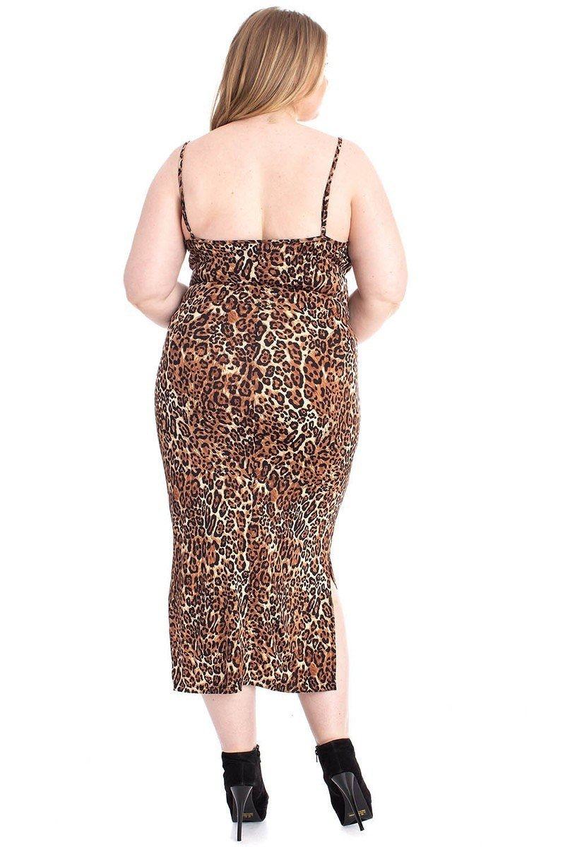 Dunja | Plus-Size Midikleid mit trendigem Leopardenmuster