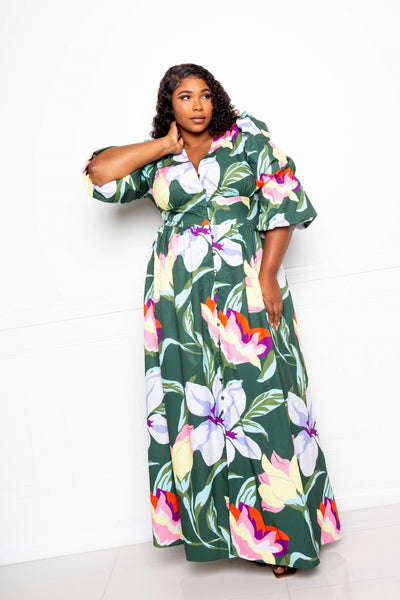 Alice | Plus-Size Maxikleid mit Blumenmuster