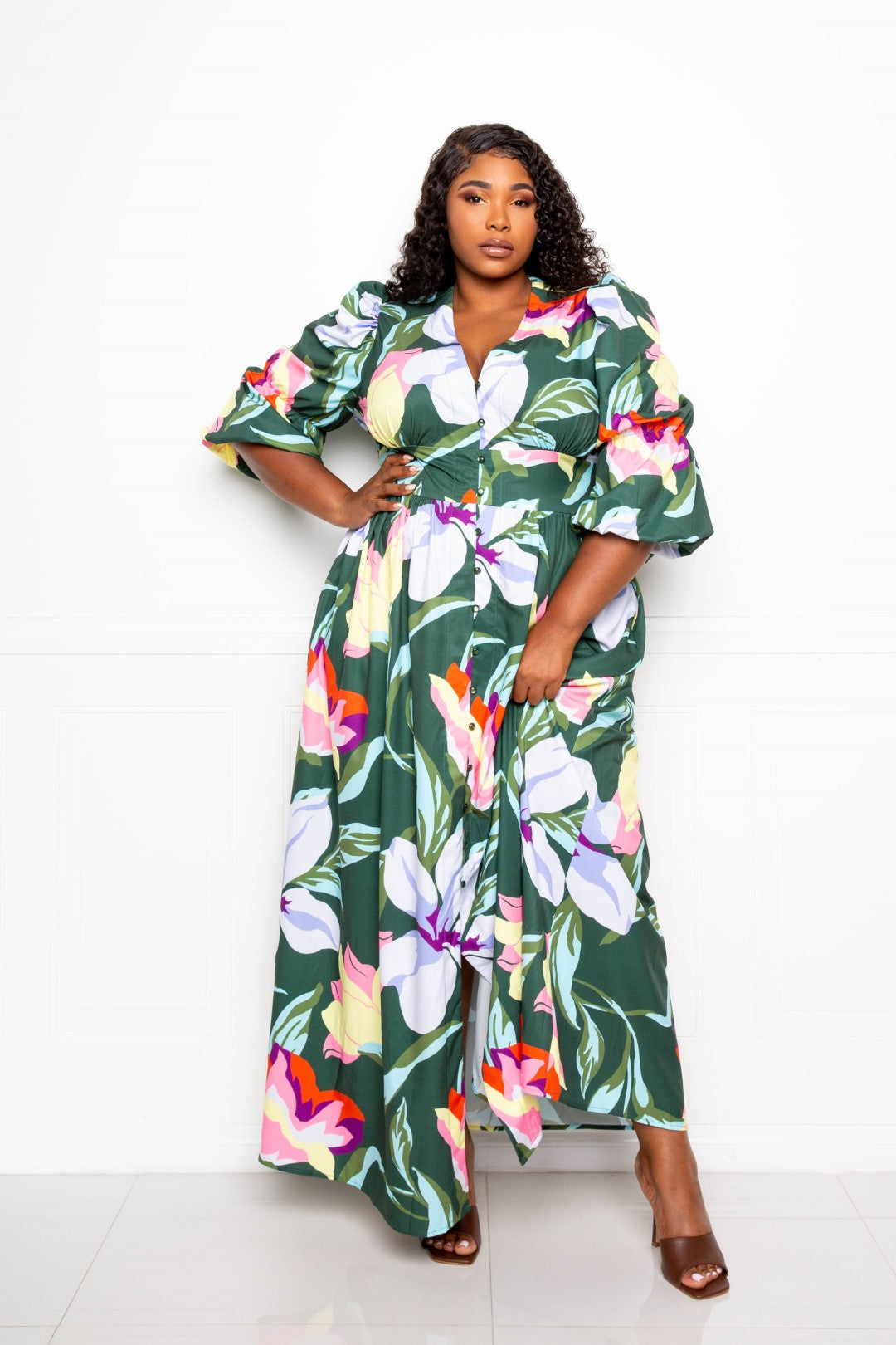 Alice | Plus-Size Maxikleid mit Blumenmuster