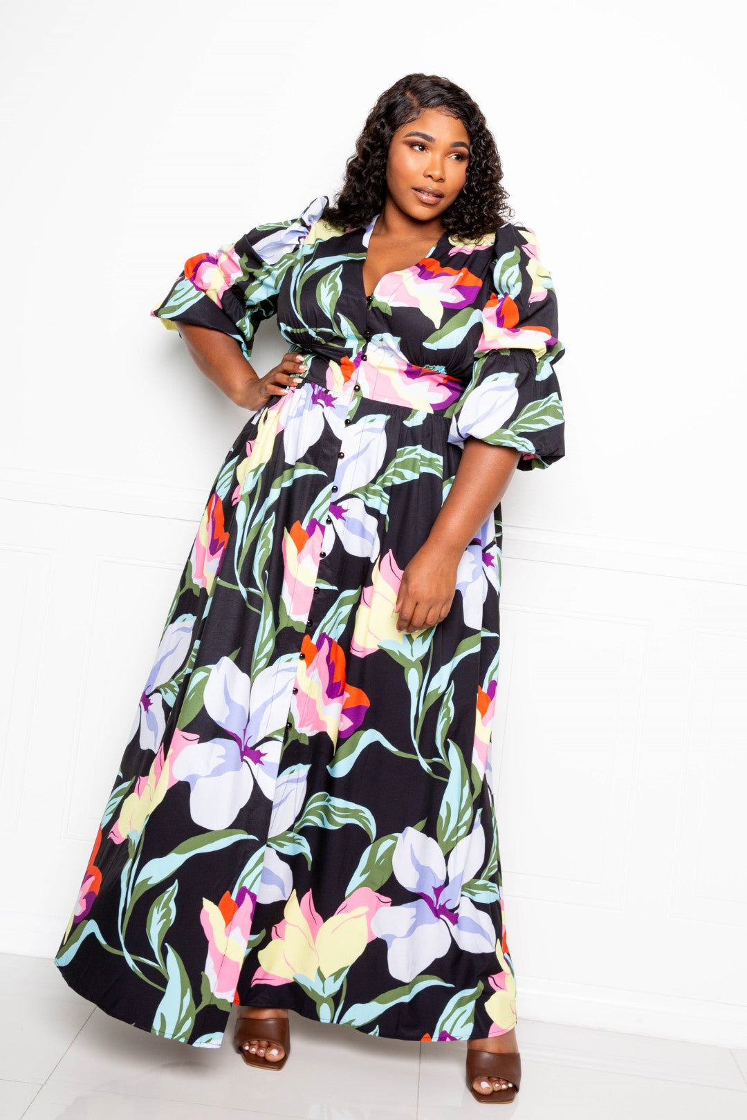 Alice | Plus-Size Maxikleid mit Blumenmuster