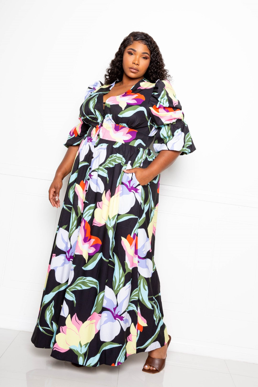 Alice | Plus-Size Maxikleid mit Blumenmuster