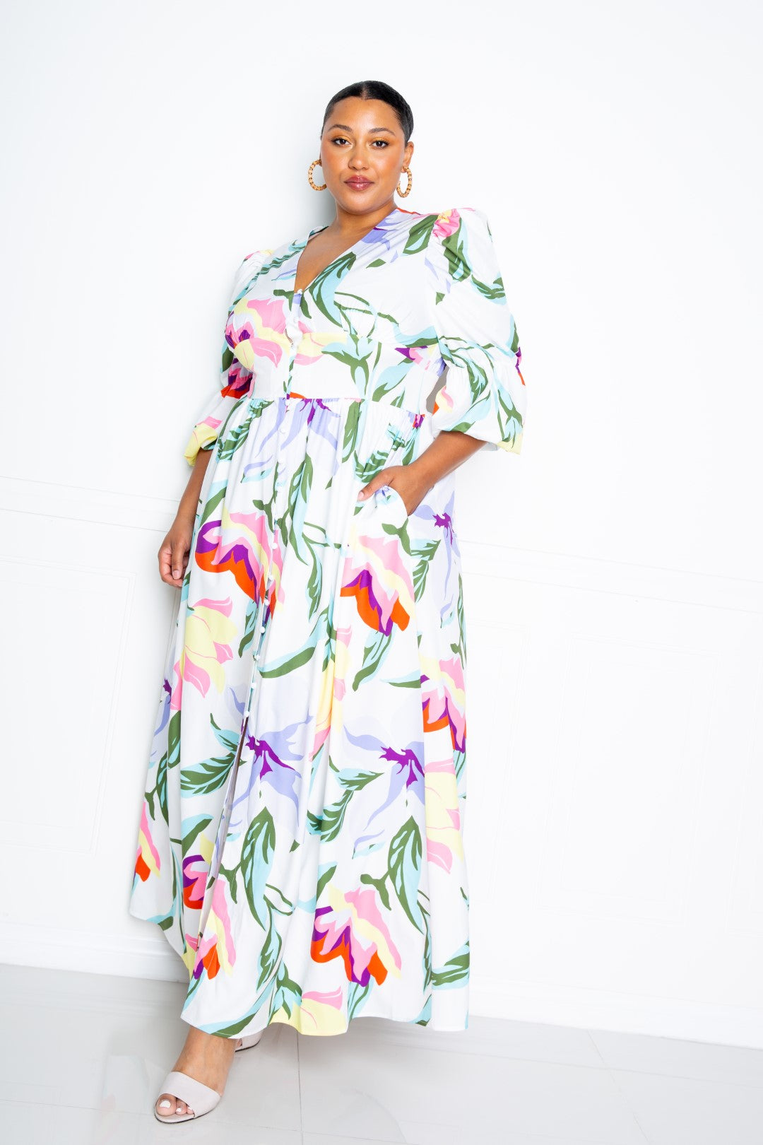 Alice | Plus-Size Maxikleid mit Blumenmuster