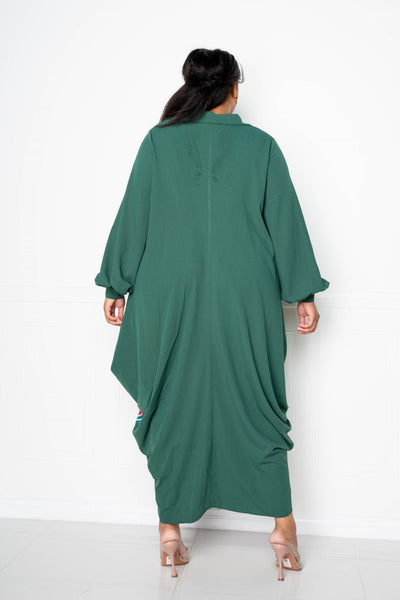 Christa | Elegantes Print Drapy Shirt Maxikleid für Damen