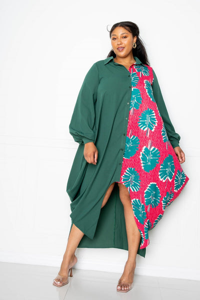 Christa | Elegantes Print Drapy Shirt Maxikleid für Damen