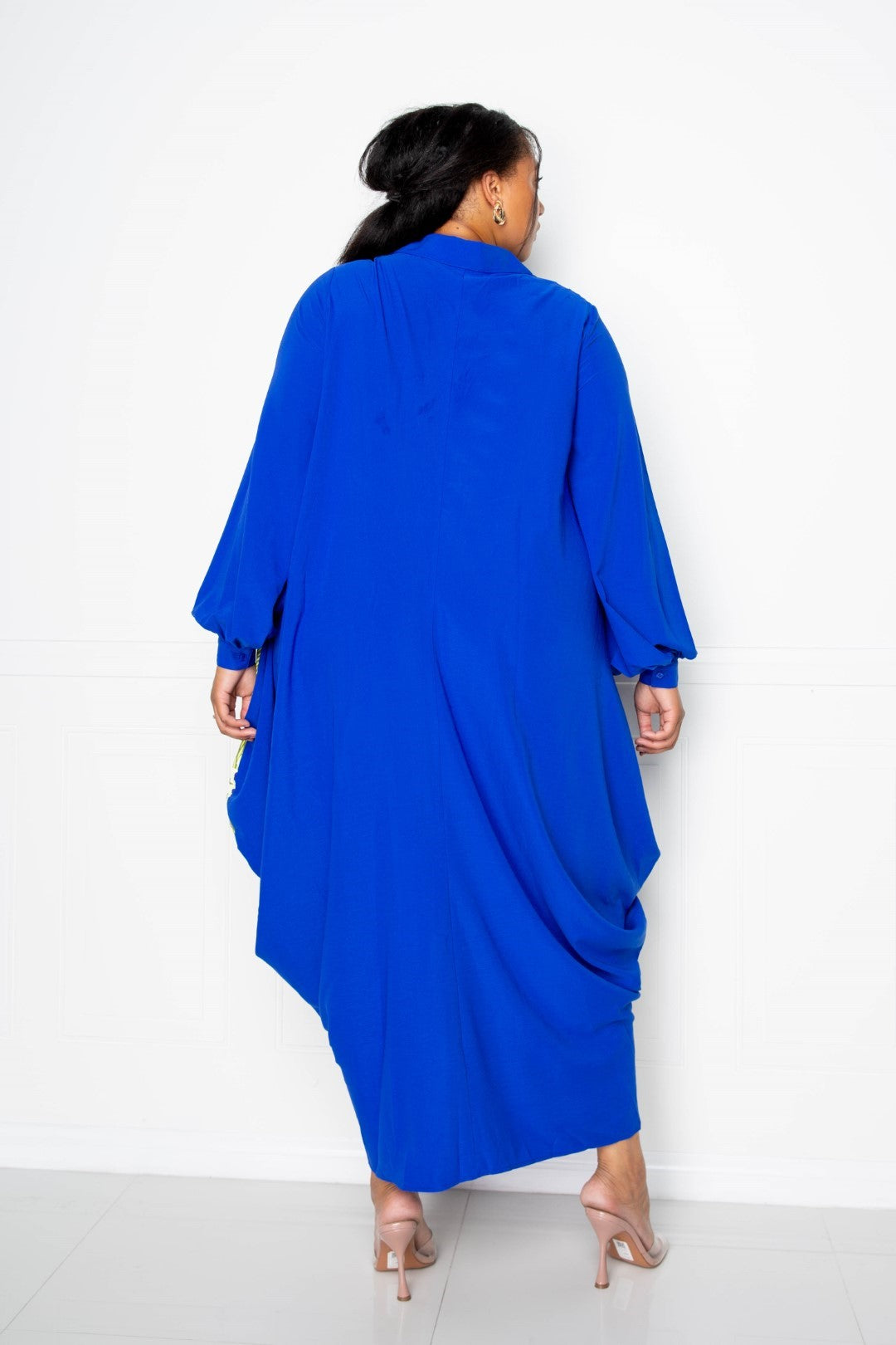 Christa | Elegantes Print Drapy Shirt Maxikleid für Damen