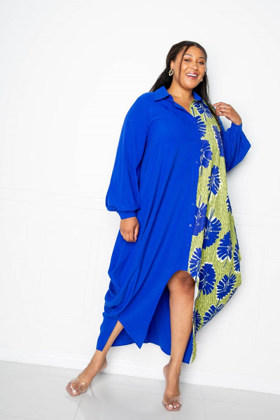 Christa | Elegantes Print Drapy Shirt Maxikleid für Damen