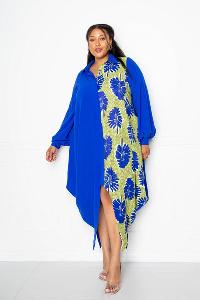 Christa | Elegantes Print Drapy Shirt Maxikleid für Damen