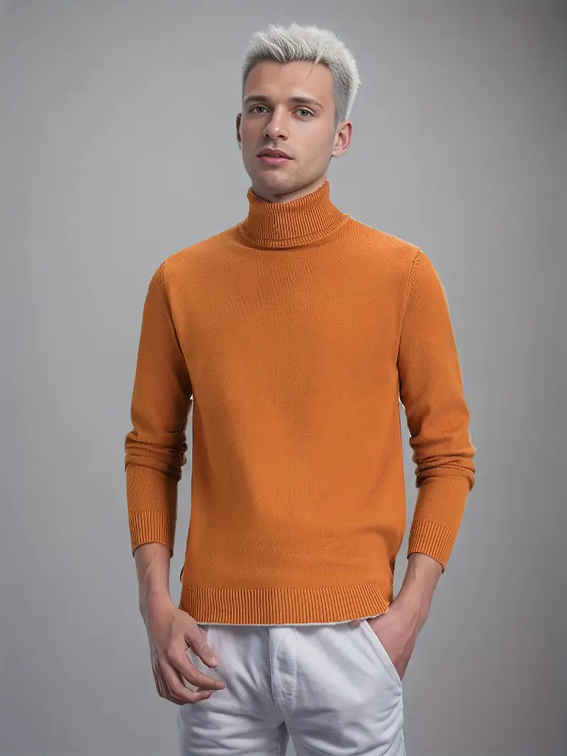 Herren-Winterpullover mit Hohem Kragen – Dicke, Komfortabel