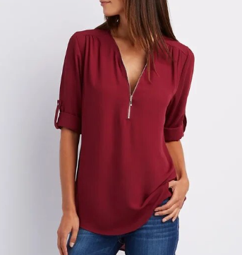 Luisa | Bluse mit modernem Reißverschluss-Design
