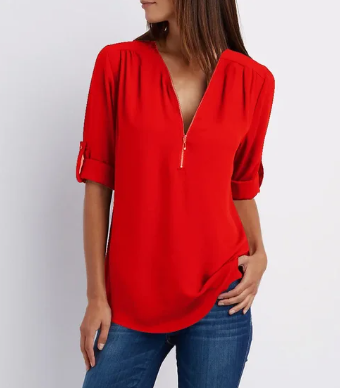 Luisa | Bluse mit modernem Reißverschluss-Design