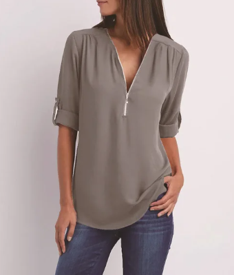 Luisa | Bluse mit modernem Reißverschluss-Design