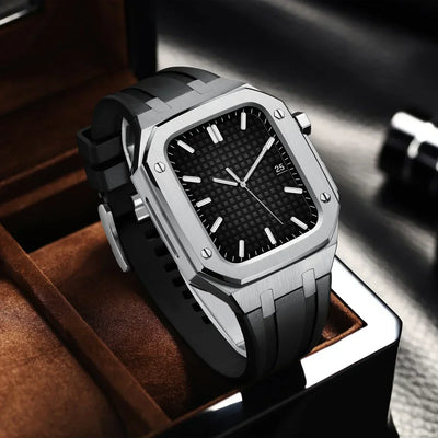 AP9009 Silikonarmband 316L Edelstahl Gehäuse Nachrüstkit für Apple Watch
