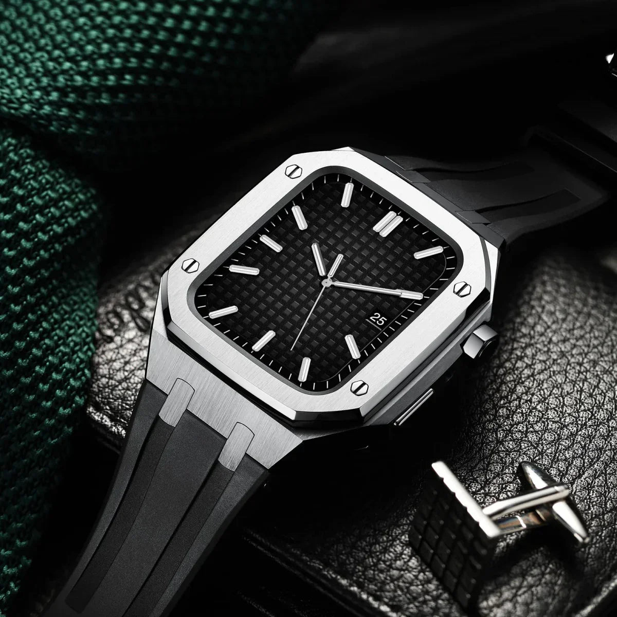 AP9009 Silikonarmband 316L Edelstahl Gehäuse Nachrüstkit für Apple Watch
