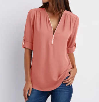 Luisa | Bluse mit modernem Reißverschluss-Design