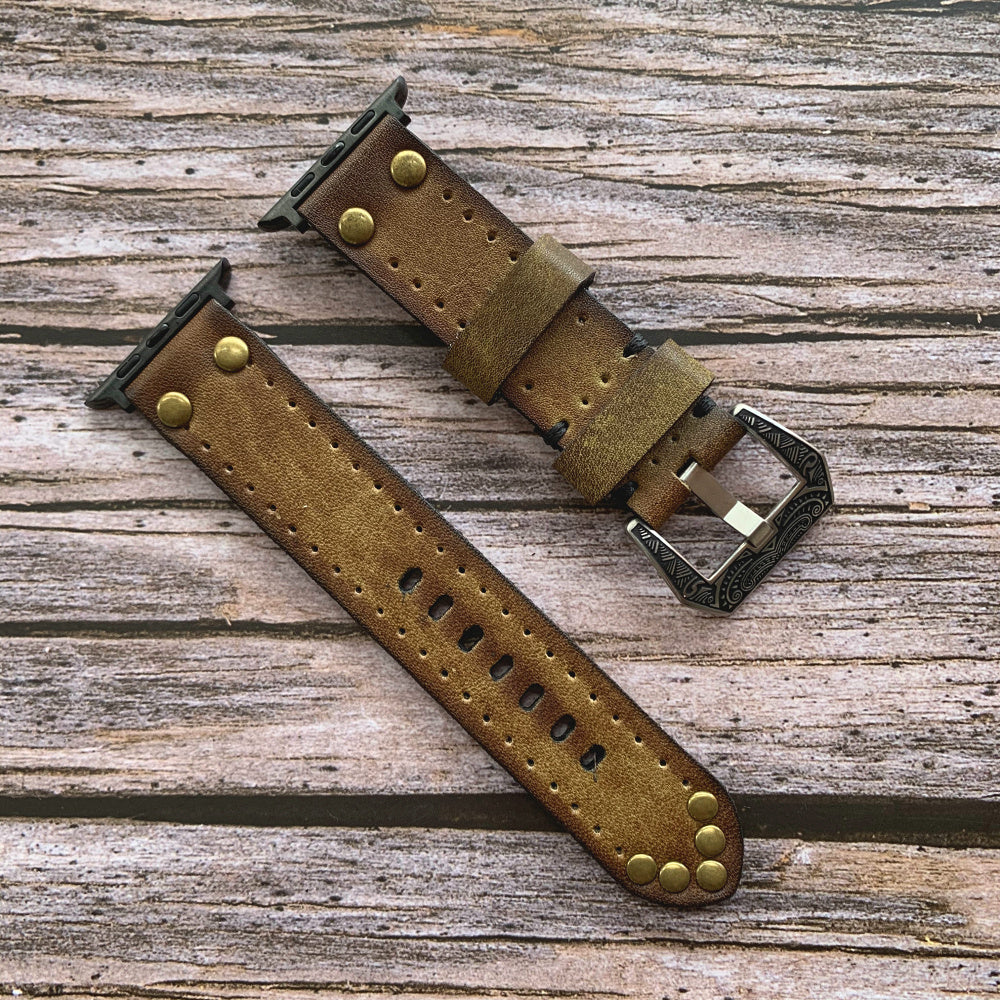 Vintage Leder Apple Watch Band - Nieten Elemente