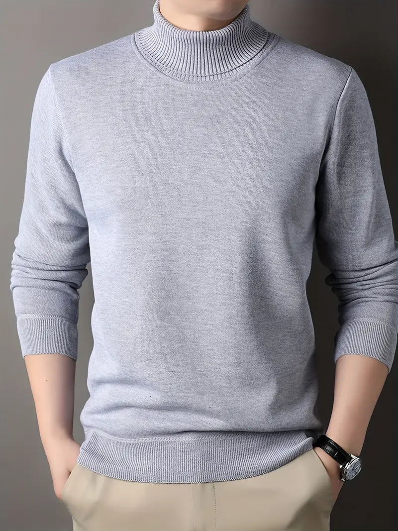 Herren-Winterpullover - Strick, Uni, Langarm, Casual, Polyester