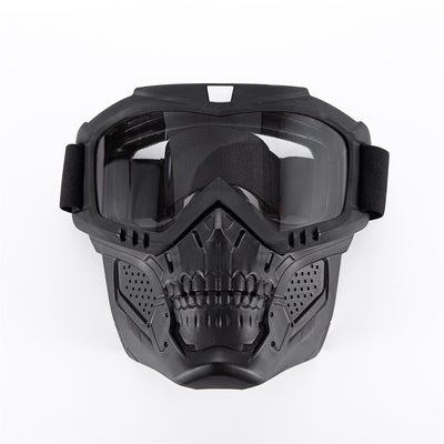 Motorradbrille mit Totenkopfmaske