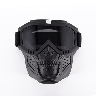 Motorradbrille mit Totenkopfmaske
