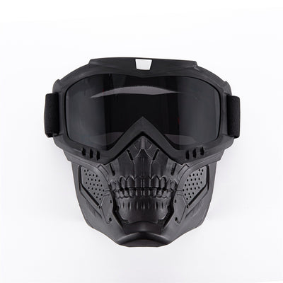 Motorradbrille mit Totenkopfmaske
