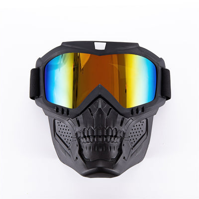 Motorradbrille mit Totenkopfmaske