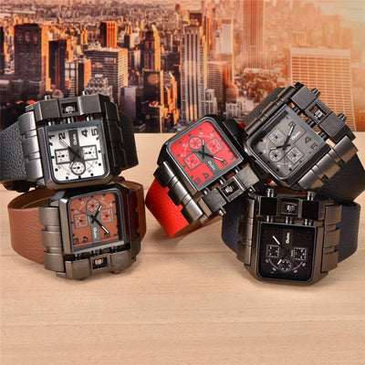 Quadratisches Zifferblatt Breites Armband Herren Quarz Uhr