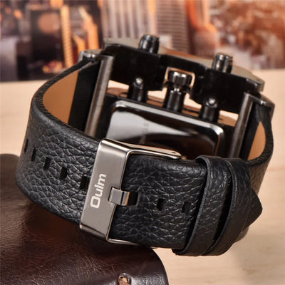 Quadratisches Zifferblatt Breites Armband Herren Quarz Uhr