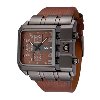 Quadratisches Zifferblatt Breites Armband Herren Quarz Uhr