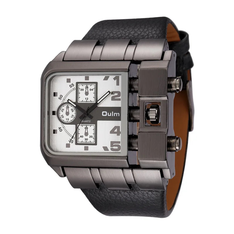 Quadratisches Zifferblatt Breites Armband Herren Quarz Uhr