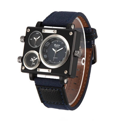 Oulm Maximus Herren Luxus Uhr – Multi-Zeitzonen Stoffarmband Quarz Armbanduhr