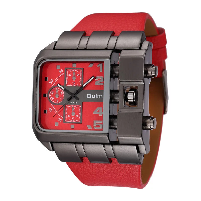 Quadratisches Zifferblatt Breites Armband Herren Quarz Uhr