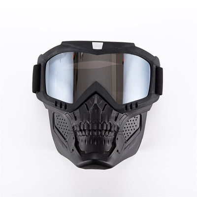 Motorradbrille mit Totenkopfmaske