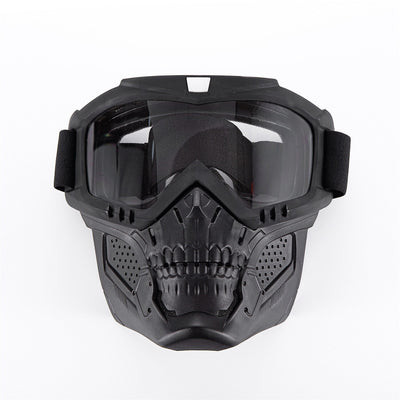 Motorradbrille mit Totenkopfmaske