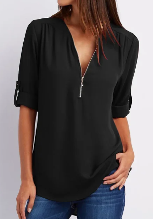 Luisa | Bluse mit modernem Reißverschluss-Design