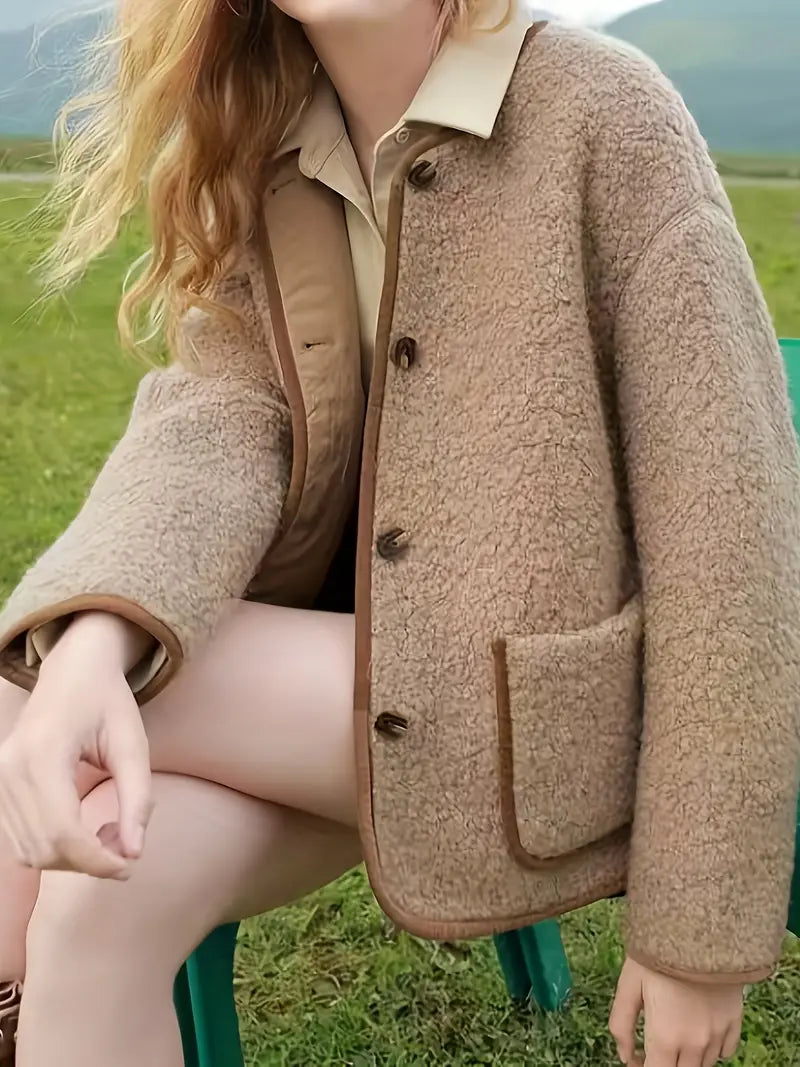 Elegante Fleece-Jacke für Damen – Kuschelige Strickjacke, Langarm