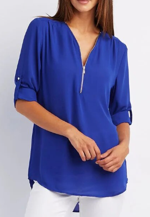 Luisa | Bluse mit modernem Reißverschluss-Design