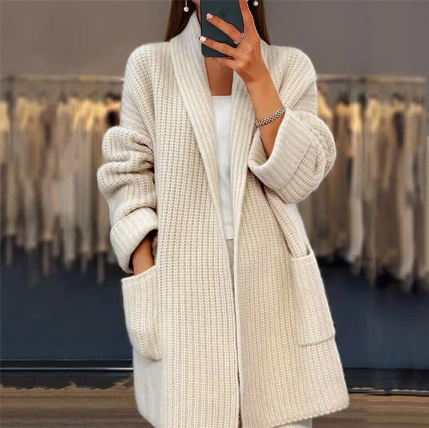 Christin | Modischer langer Cardigan mit V Ausschnitt