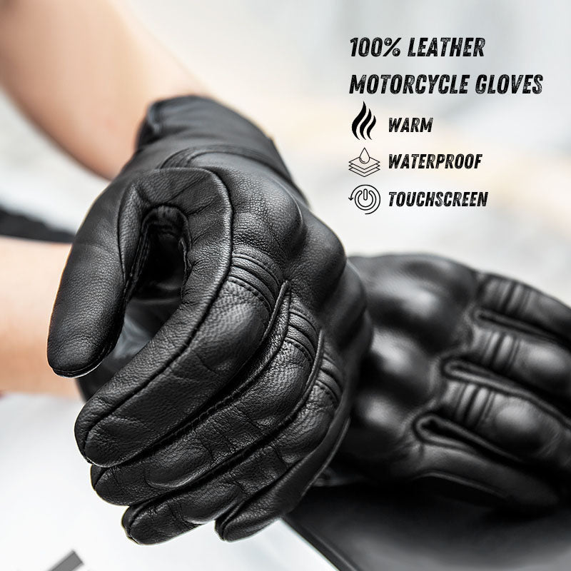 Leder Touchscreen Moto-Handschuhe Wasserdicht