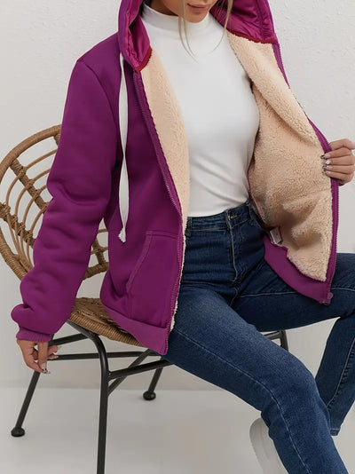 Damen Fleece-Lined Kapuzenjacke – Kuschelig, Zip-Up, für Outdoor