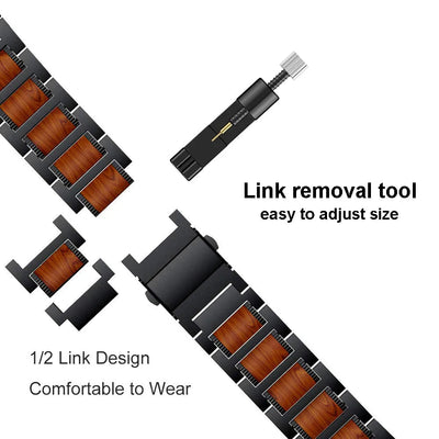 Natürliche Rote Sandelholz- & Metall-Uhrenarmband