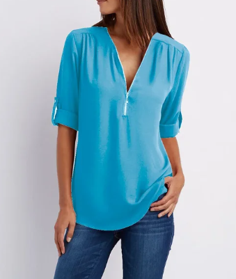 Luisa | Bluse mit modernem Reißverschluss-Design