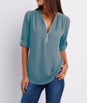 Luisa | Bluse mit modernem Reißverschluss-Design