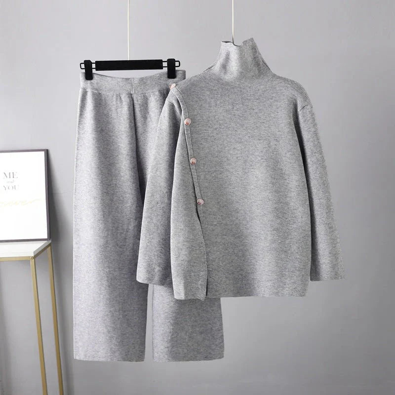 Knopfbesetztes Strickset für Damen