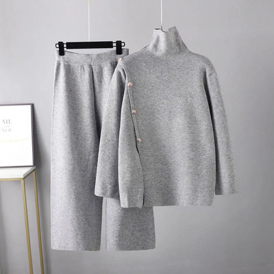 Knopfbesetztes Strickset für Damen
