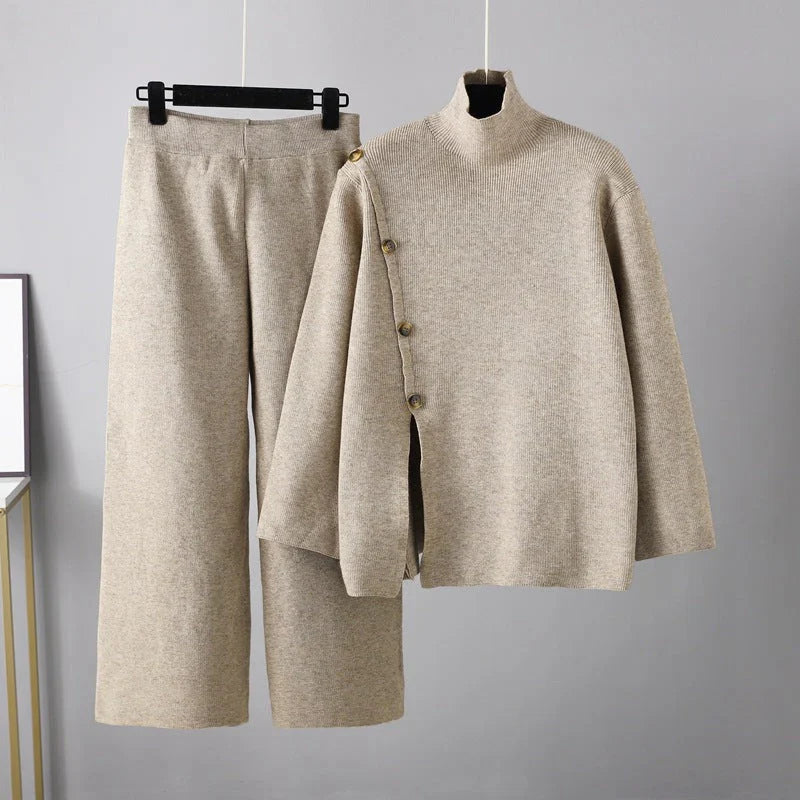 Knopfbesetztes Strickset für Damen