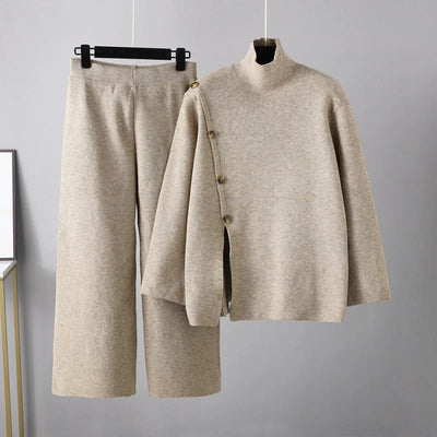 Knopfbesetztes Strickset für Damen